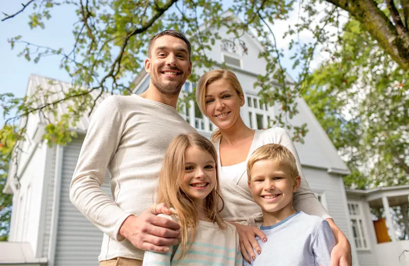 Family outside in mosquito free yard